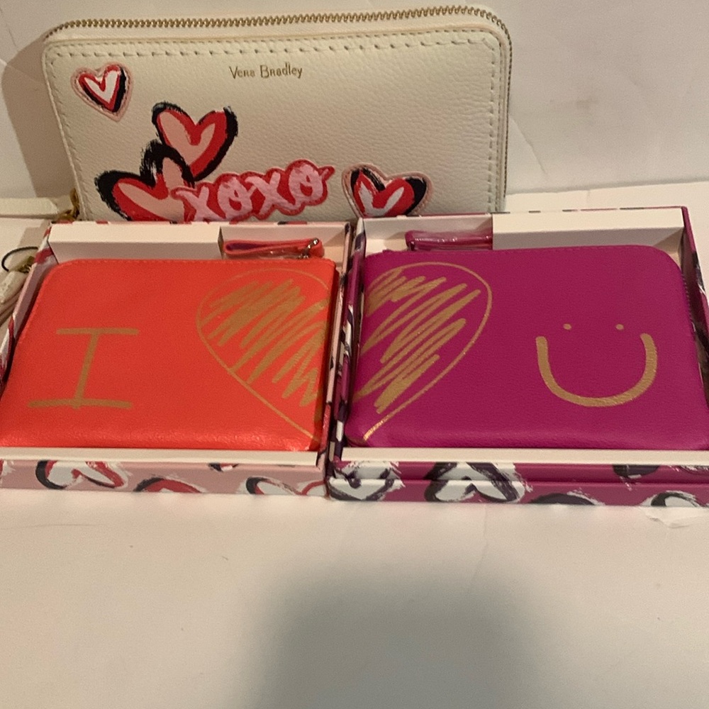 Vera Bradley Mallory Accordion Wristlet & I Love You Pouch New